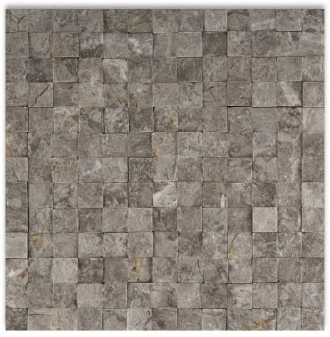 1 X 1 Tundra Gray (Atlantic Gray) Marble Split-Faced Mosaic Tile-Marble Mosaic-American Tile Depot