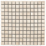 1 X 1 White Pearl / Botticino Marble Polished Mosaic Tile-Marble Mosaic-American Tile Depot