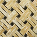 Honey Onyx Polished Stanza Basketweave Mosaic Tile w / Black Dots