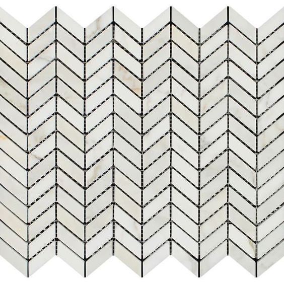 Calacatta Gold Marble Honed Mini Chevron Mosaic Tile-Marble Mosaic-American Tile Depot