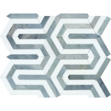 Thassos White Marble Polished Berlinetta Mosaic Tile w / Blue-Gray