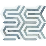 Thassos White Marble Polished Berlinetta Mosaic Tile w / Blue-Gray