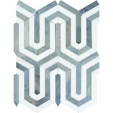 Thassos White Marble Polished Berlinetta Mosaic Tile w / Blue-Gray