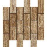 2 X 4 Noce Exotic Travertine (Vein-Cut) Polished & Unfilled Brick Mosaic Tile