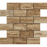 2 X 4 Noce Exotic Travertine (Vein-Cut) Polished & Unfilled Brick Mosaic Tile