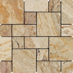 Valencia Travertine 3-Pieced Mini-Pattern Tumbled Mosaic Tile-Travertine Mosaic-American Tile Depot