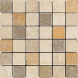 2 X 2 Mixed Travertine Tumbled Mosaic Tile