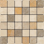 2 X 2 Mixed Travertine Tumbled Mosaic Tile-Travertine Mosaic-American Tile Depot