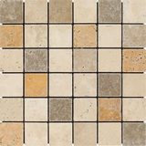 2 X 2 Mixed Travertine Tumbled Mosaic Tile