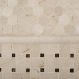 Crema Marfil Marble Honed 1" Mini Hexagon Mosaic Tile