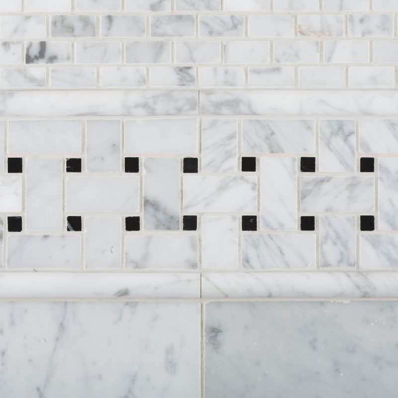 Carrara White Marble Honed Baby Brick Mosaic Tile