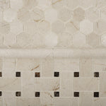 Crema Marfil Marble Honed Basketweave Mosaic Tile w/ Emperador Dark Dots