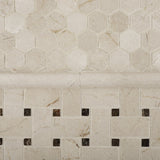 Crema Marfil Marble Honed Basketweave Mosaic Tile w/ Emperador Dark Dots