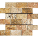 2 X 4 Scabos Travertine Honed & Beveled Brick Mosaic