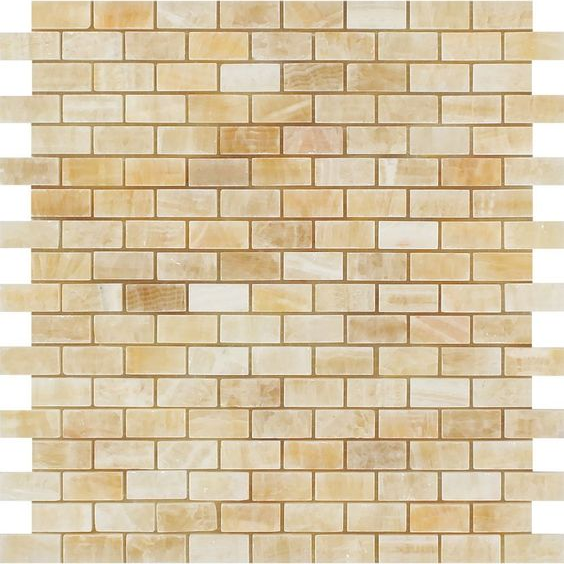 5/8 X 1 1/4 Honey Onyx Polished Baby Brick Mosaic Tile-Onyx Mosaic-American Tile Depot