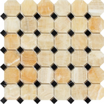 Honey Onyx Polished Octagon Mosaic Tile w / Black Dots-Onyx Mosaic-American Tile Depot