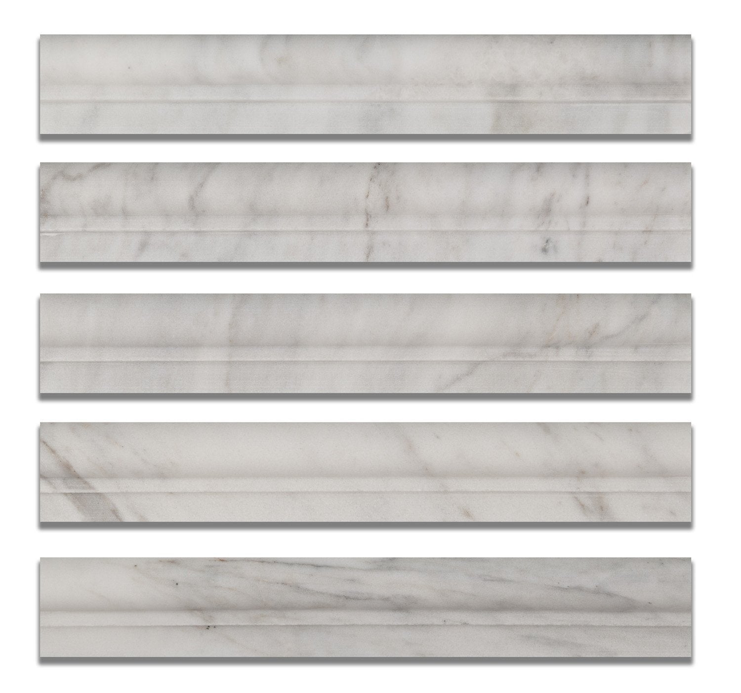 Bianco Venatino (Bianco Mare) Marble Honed OG-1 Chair Rail Molding Trim