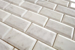 2 x 4 Bianco Venatino (Bianco Mare) Marble Polished & Beveled Brick Mosaic Tile