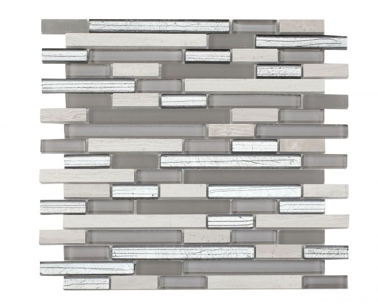 Horizon Sunset Silver Linear Mosaic Wall Tile-Mixed Mosaic-American Tile Depot