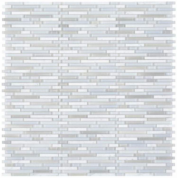 Horizon Sunrise Carrara Goose Linear Mosaic Wall Tile-Mixed Mosaic-American Tile Depot