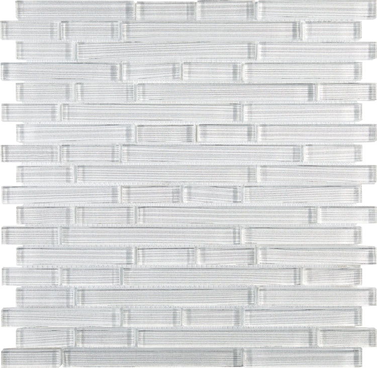 Horizon Sunrise Silver White Linear Glass Mosaic Wall Tile-Glass Mosaic-American Tile Depot