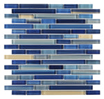 Horizon Sunset Sapphire Glossy Linear Glass Mosaic Tile-Glass Mosaic-American Tile Depot