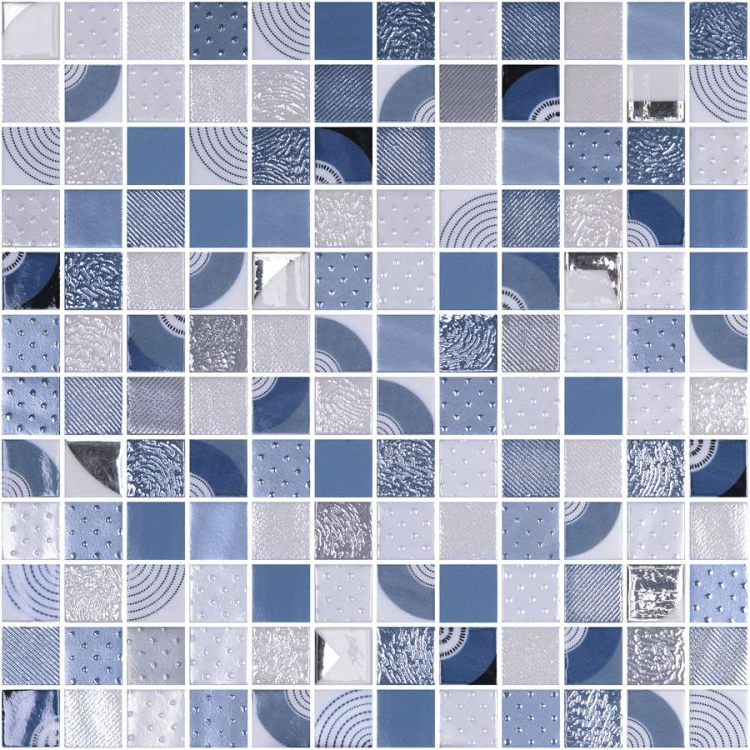 1 x 1 Phoenix Malla Athos Polished Square Glass Mosaic Tile-Recycled Glass Mosaic-American Tile Depot