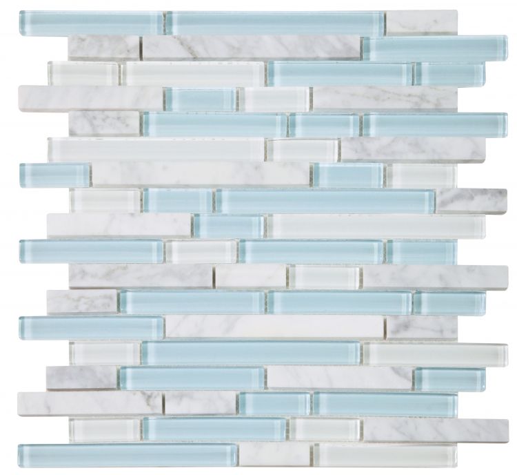 Horizon Sunrise Carrara Turquoise Linear Mosaic Wall Tile-Mixed Mosaic-American Tile Depot