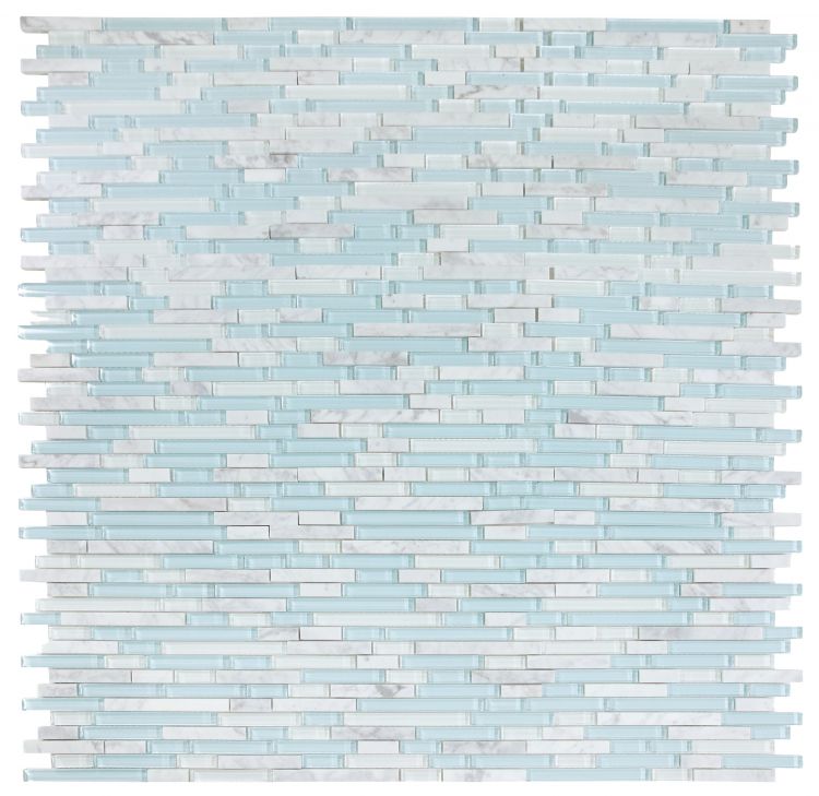 Horizon Sunrise Carrara Turquoise Linear Mosaic Wall Tile-Mixed Mosaic-American Tile Depot