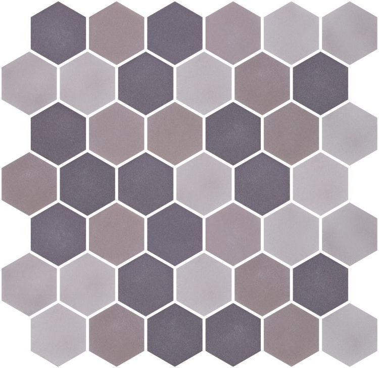 Phoenix Stoneglass Mixed Grey Matte Hexagon Glass Mosaic Tile-Recycled Glass Mosaic-American Tile Depot