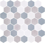 Phoenix Stoneglass XL Sky Matte Hexagon Glass Mosaic Tile-Recycled Glass Mosaic-American Tile Depot