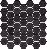 Phoenix Stoneglass XL Black Matte Hexagon Glass Mosaic Tile