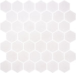 Phoenix Stoneglass XL White Matte Hexagon Glass Mosaic Tile-Recycled Glass Mosaic-American Tile Depot