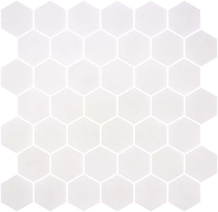 Phoenix Stoneglass XL White Matte Hexagon Glass Mosaic Tile-Recycled Glass Mosaic-American Tile Depot