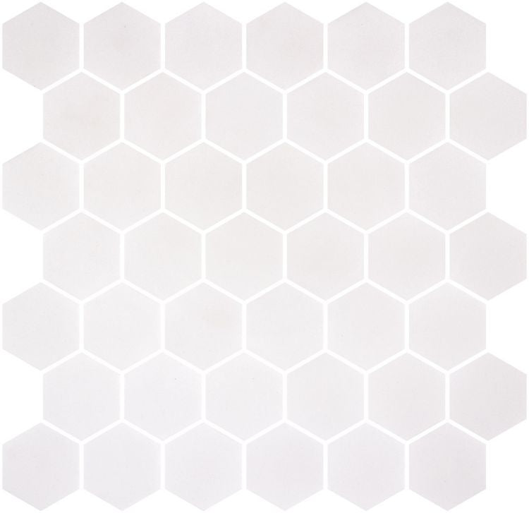 Phoenix Stoneglass XL White Matte Hexagon Glass Mosaic Tile-Recycled Glass Mosaic-American Tile Depot