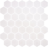 Phoenix Stoneglass XL White Matte Hexagon Glass Mosaic Tile