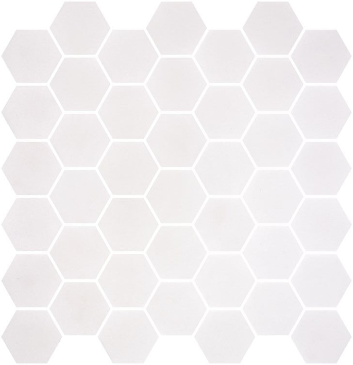 Phoenix Stoneglass XL White Matte Hexagon Glass Mosaic Tile-Recycled Glass Mosaic-American Tile Depot