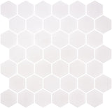 Phoenix Stoneglass XL White Matte Hexagon Glass Mosaic Tile
