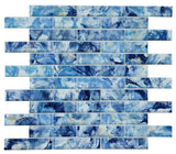 Sample of Summer Watercolor Blue Linear Glass Mosaic Tile-Sample-American Tile Depot