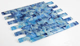 Summer Watercolor Blue Linear Glass Mosaic Tile-Glass Mosaic-American Tile Depot