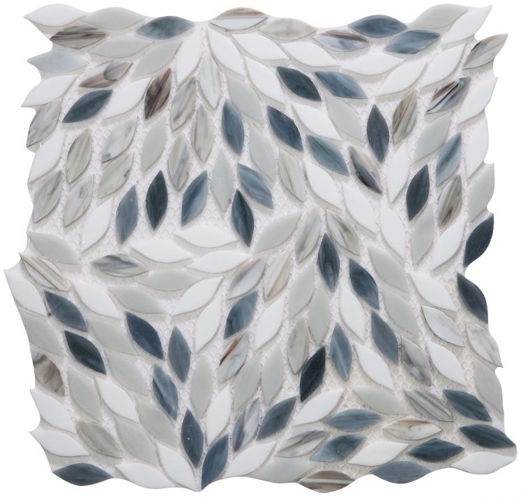 Laurel Beach Flower Glass Mosaic Tile-Glass Mosaic-American Tile Depot