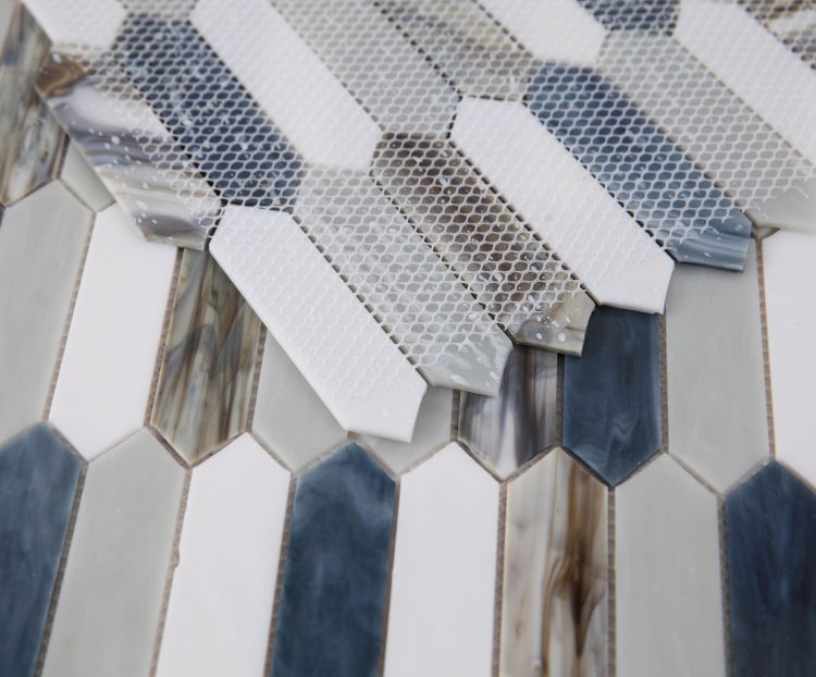 Arrow Beach Elongated Hexagon Glass Mosaic Tile-Glass Mosaic-American Tile Depot