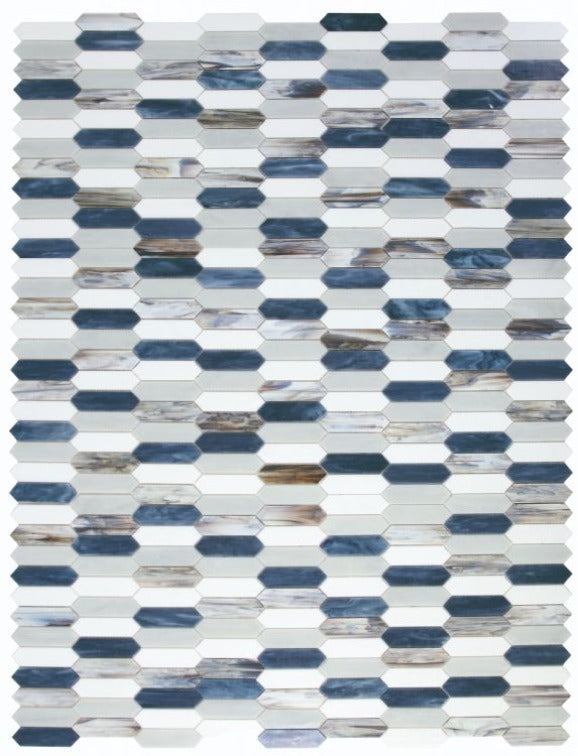 Arrow Beach Elongated Hexagon Glass Mosaic Tile-Glass Mosaic-American Tile Depot