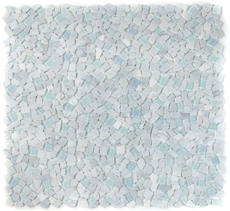 Drop Carrara Rubble Mosaic Wall Tile-Mixed Mosaic-American Tile Depot