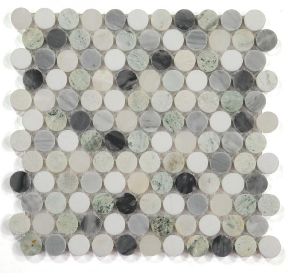 Curvus Grassland Circular Marble Mosaic Tile-Marble Mosaic-American Tile Depot