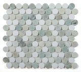 Curvus Green Honed Circular Marble Mosaic Tile