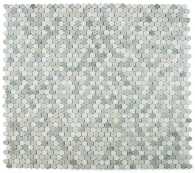 Curvus Green Honed Circular Marble Mosaic Tile-Marble Mosaic-American Tile Depot