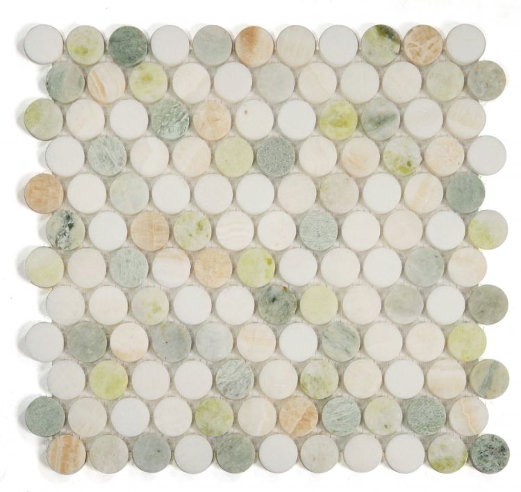 Curvus Onyx Circular Marble Mosaic Tile-Marble Mosaic-American Tile Depot