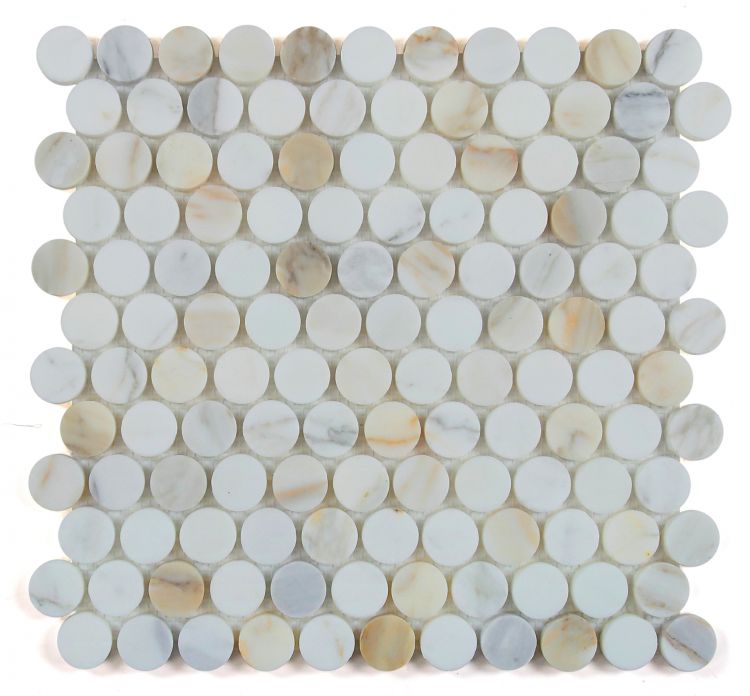 Curvus Calacatta Honed Circular Marble Mosaic Tile-Marble Mosaic-American Tile Depot