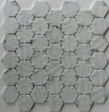 Phoenix Marbling Teal Polished Hexagon Glass Mosaic Tile